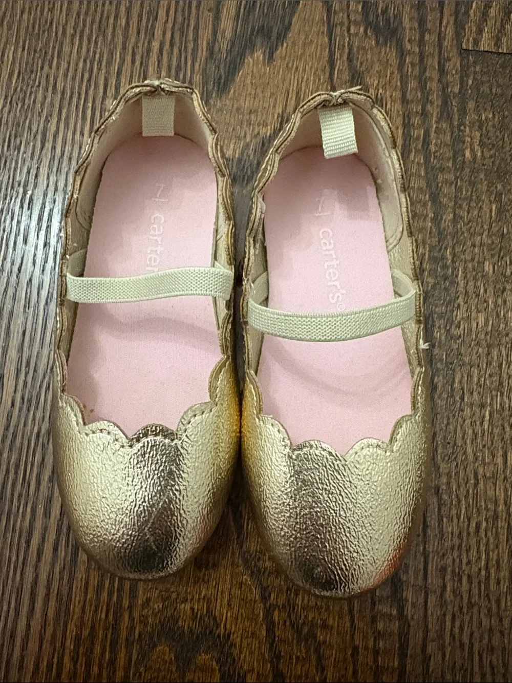 Carter's Metallic Gold Toddler Mary Jane Flats with Pink Insole